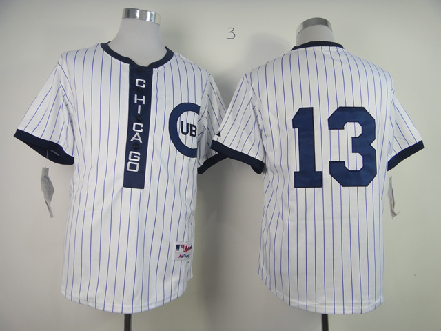 Men Chicago Cubs #13 Castro White Throwback 1909 MLB Jerseys